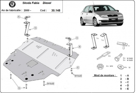 Scut motor Skoda - Scut motor metalic Skoda Fabia 2000-2007 (diesel)