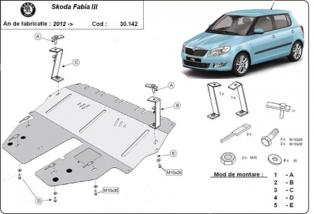 Scut motor Skoda - Scut motor metalic Skoda Fabia 3 dupa 2014