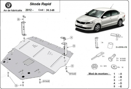 Scut motor Skoda - Scut motor metalic Skoda Rapid dupa 2012