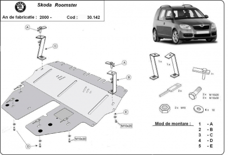 Scut motor Skoda - Scut motor metalic Skoda Roomster dupa 2004