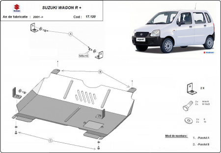 Scut motor Suzuki - Scut motor metalic Suzuki Wagon R+ dupa 2001