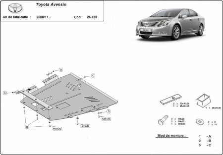 Scut motor Toyota - Scut motor metalic Toyota Avensis dupa 2008