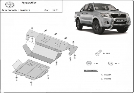 Scuturi metalice - Scut motor metalic Toyota Hilux 2004-2015