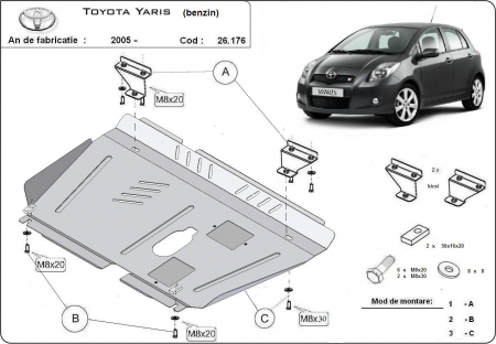 Scut motor Toyota - Scut motor metalic Toyota Yaris dupa 2005 (benzina)