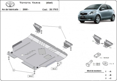 Scut motor Toyota - Scut motor metalic Toyota Yaris dupa 2005 (diesel)