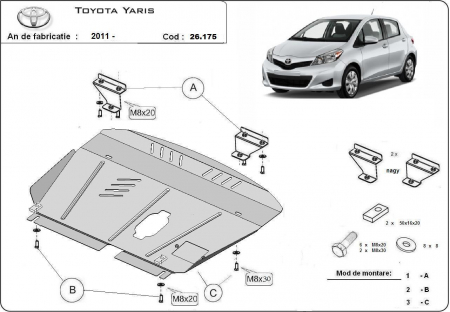 Scut motor Toyota - Scut motor metalic Toyota Yaris dupa 2011