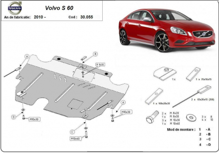 Scut motor Volvo - Scut motor metalic Volvo S60 dupa 2010
