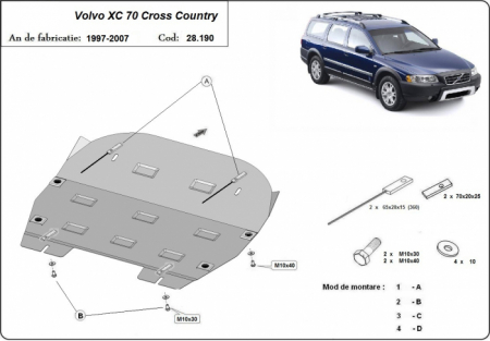 Scut motor Volvo - Scut motor metalic Volvo XC70 Cross Country 1997-2007