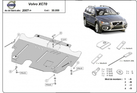 Scut motor Volvo - Scut motor metalic Volvo XC70 dupa 2007