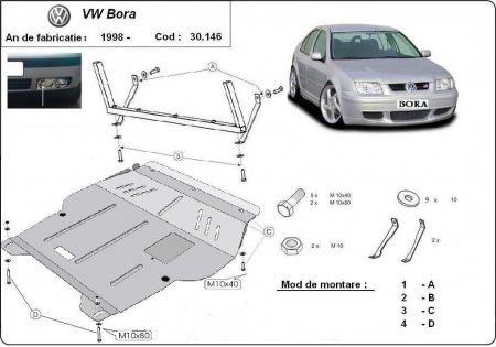 Scut motor Vw - Scut motor metalic VW Bora dupa 1998
