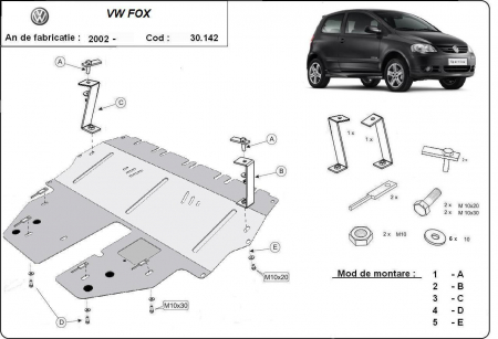 Scut motor VW Fox - Scut motor metalic VW Fox dupa 2002