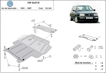 Scut motor Vw Golf - Scut motor metalic VW Golf 3 1991 - 1997
