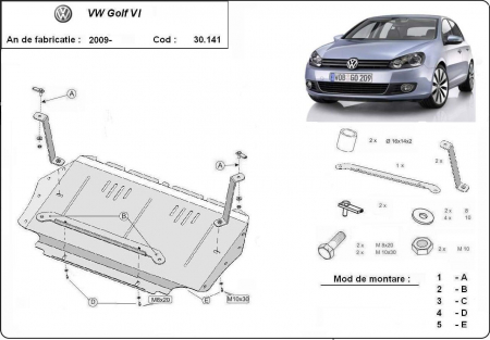 Scut motor Vw - Scut motor metalic VW Golf 6 dupa 2009