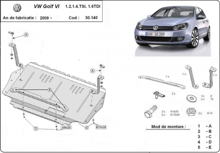 Scut motor Vw Golf - Scut motor metalic VW Golf 6 dupa 2010