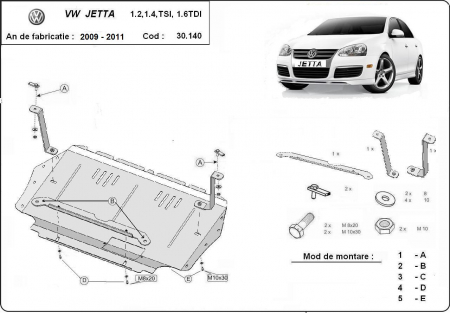 Scut motor Vw Jetta - Scut motor metalic VW Jetta 2009 - 2011