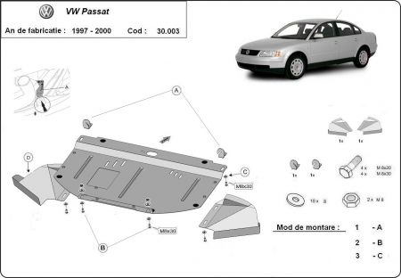 Scut motor metalic VW Passat B5 1997 - 2000