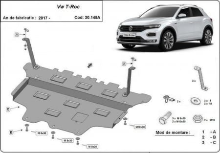 Scut motor Vw T-Roc - Scut motor metalic Vw T-Roc dupa 2017 (automata)