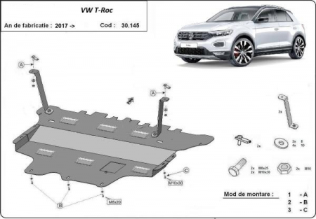 Scut motor Vw T-Roc - Scut motor metalic Vw T-Roc dupa 2017 (manuala)
