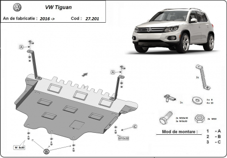 Scut motor Vw Tiguan - Scut motor metalic Vw Tiguan dupa 2016