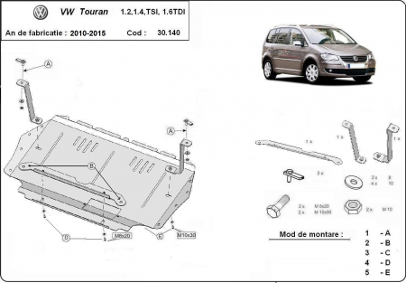 Scut motor Vw - Scut motor metalic Vw Touran 2010-2015