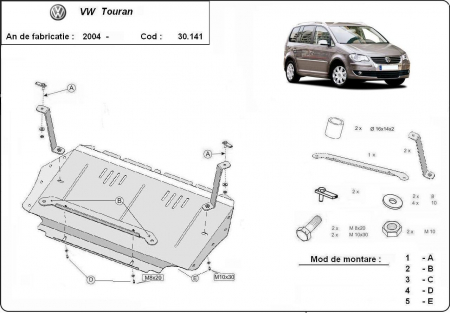 Scut motor Vw - Scut motor metalic VW Touran dupa 2003