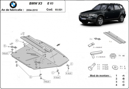 Scut motor Bmw - Scut metalic radiator Bmw X3 2004 - 2010