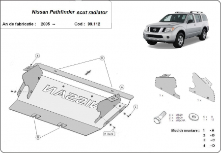 Scut motor Nissan - Scut metalic radiator Nissan Pathfinder dupa 2005