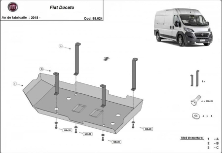 Scut motor Fiat Ducato - Scut rezervor AdBlue Fiat Ducato 2018 - prezent