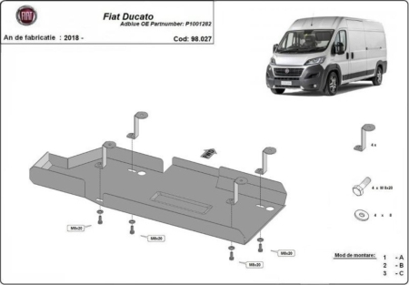 Scut motor Fiat Ducato - Scut rezervor AdBlue Fiat Ducato OE P1001282 2018 - prezent