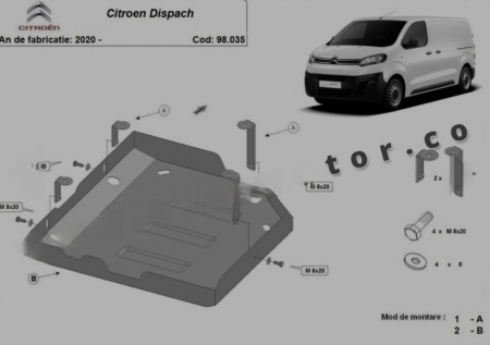 Scuturi metalice - Scut rezervor Citroen Dispatch 2020 - prezent