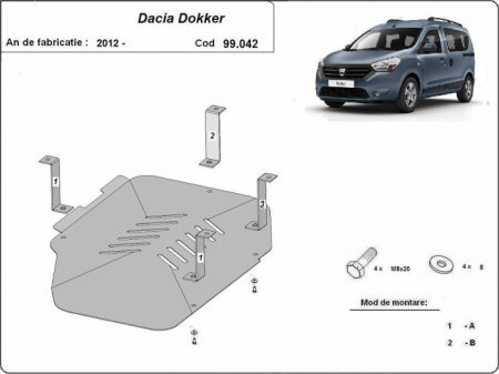 Scut motor Dacia - Scut rezervor Dacia Dokker fabricat dupa 2012