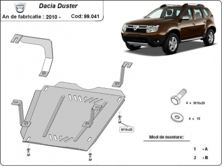 Scut motor Dacia - Scut rezervor Dacia Duster, 1.4, 1.6D, 4x4, fabricat dupa 2010