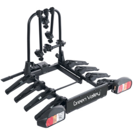 Suporturi biciclete - Suport bicicleta Green Valley Discovery 160514-4 cu prindere pe carligul de remorcare, 4 biciclete, Negru