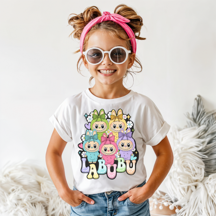 Tricou Copil Alb Labubu With Flowers [1]