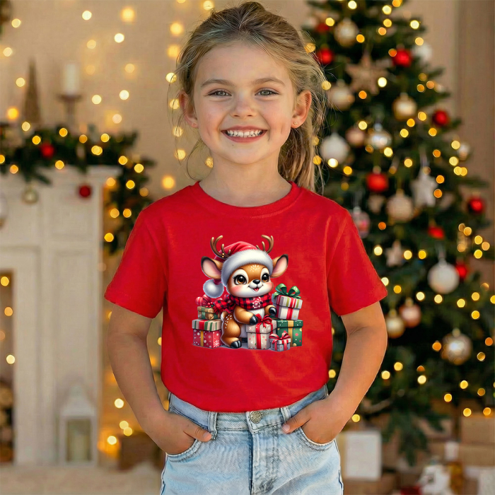 Tricou copil rosu Renul printre cadouri [1]