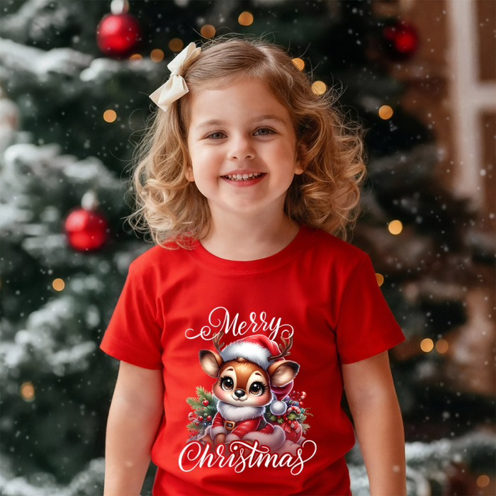 tricou copii merry reindeer joy ren craciun rosu [1]