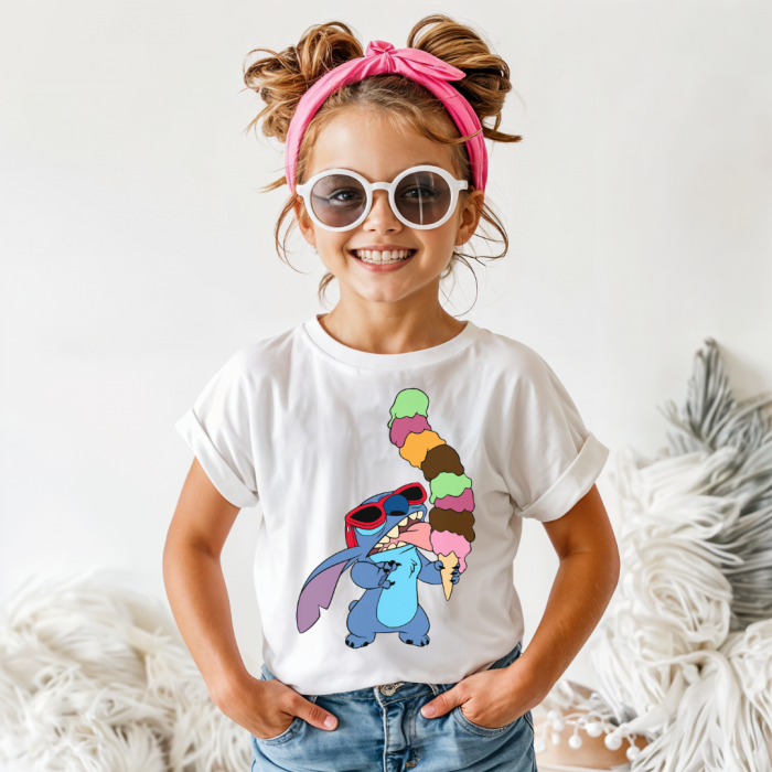 Tricou Copil Alb Stitch Icecream [1]