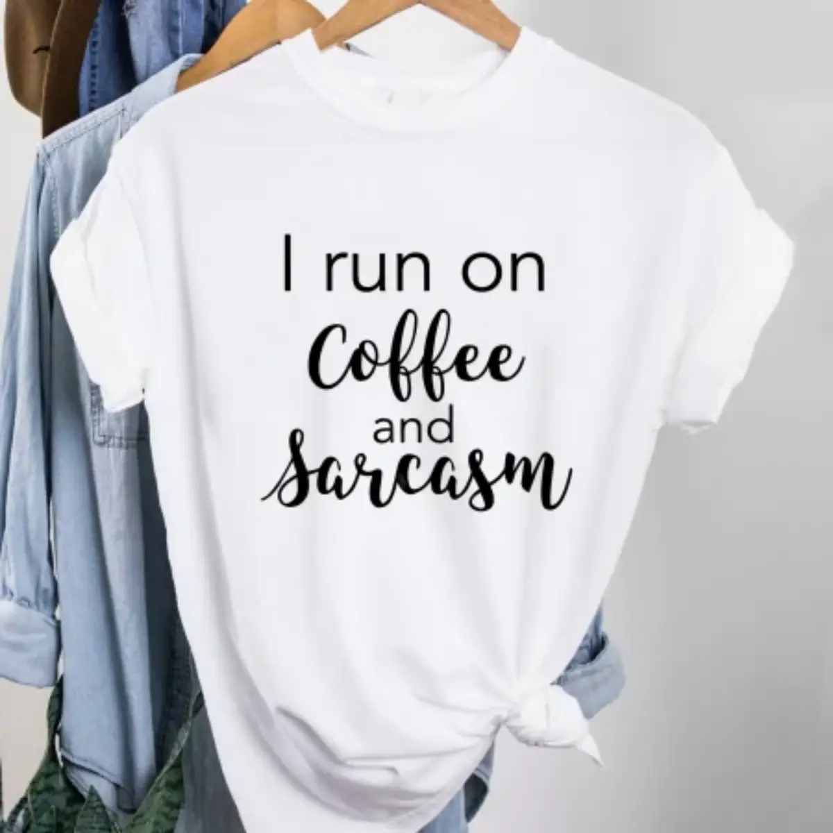 Tricou Dama Alb Coffee First,Sarcasms Later [1]