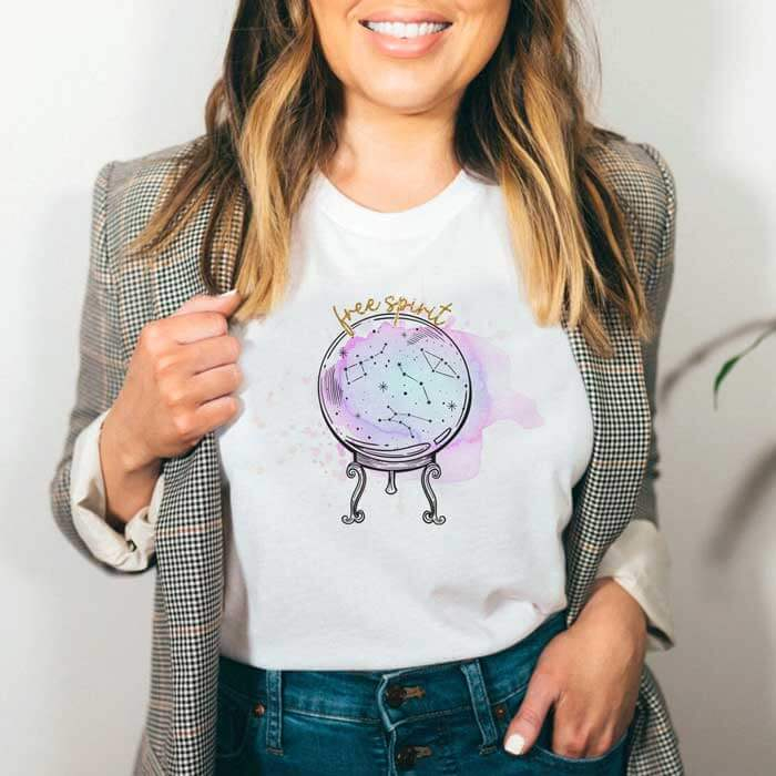 Tricou Dama Alb  Free Spirit Globe [1]