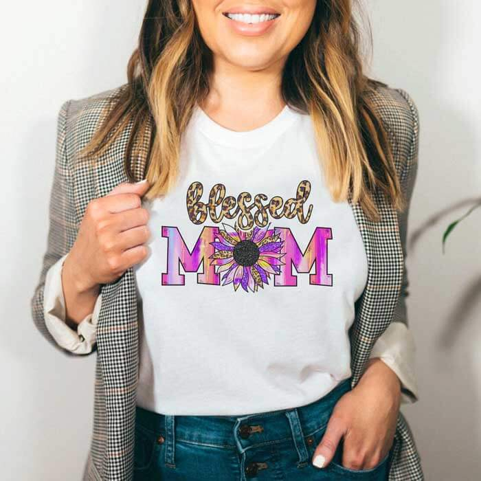 Tricou Dama Alb Blessed Mom [1]