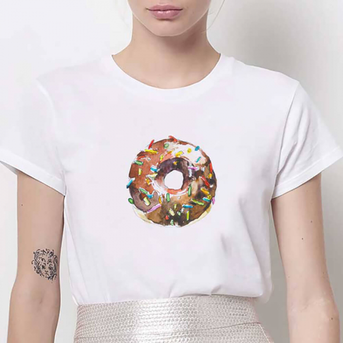 Tricou Dama Alb Glitter Donut [1]