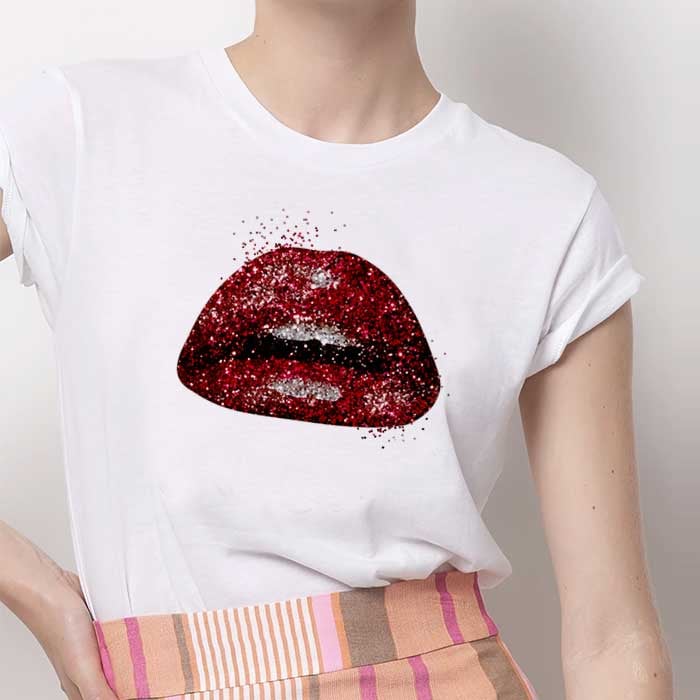 Tricou Dama Alb Glamour Lips [1]