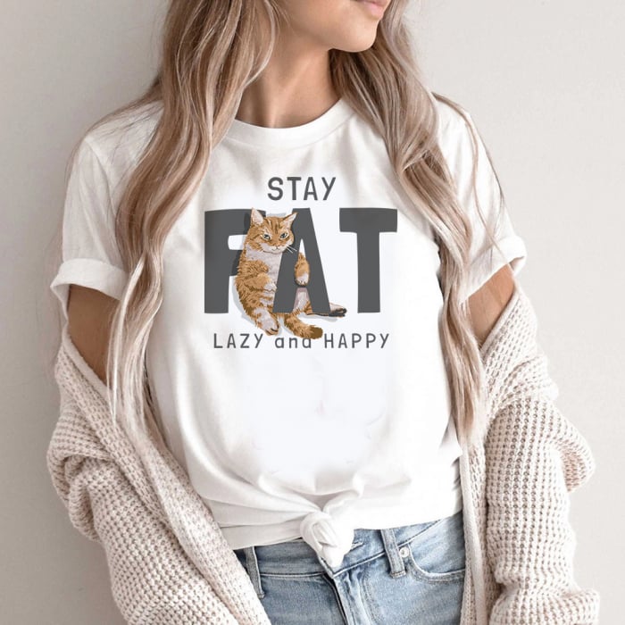 Tricou Dama Alb Stay Fat [1]