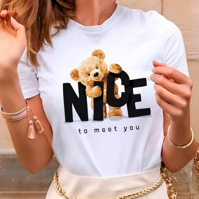 Tricou Dama Alb Nice To Meet You [1]