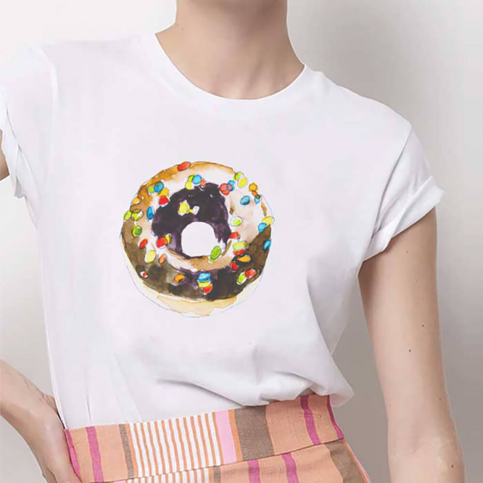 Tricou Dama Alb Chocolate Donut [1]