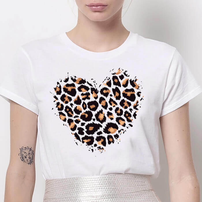 Tricou Dama Alb Leopard Heart [1]