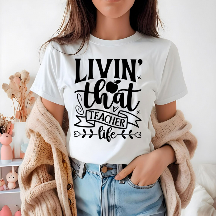 Tricou Dama Alb Livin that teacher life [1]