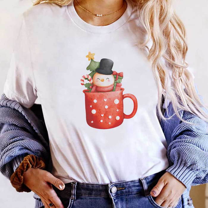 Tricou Dama Christmas Snowman Mug [1]