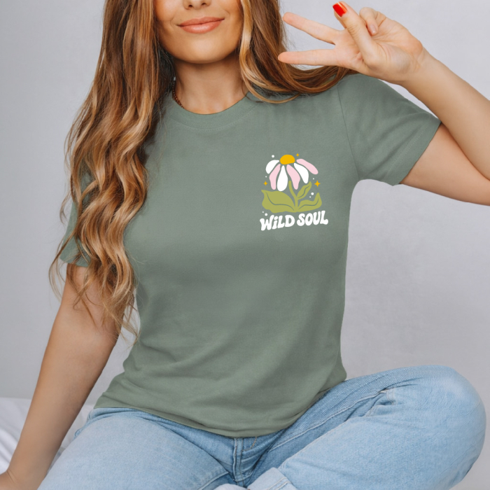 Tricou dama verde salvie After rain we bloom [2]