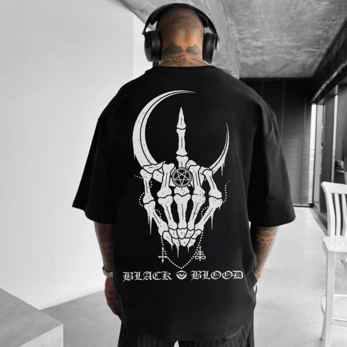 Tricou Negru Oversize Black Blood [1]